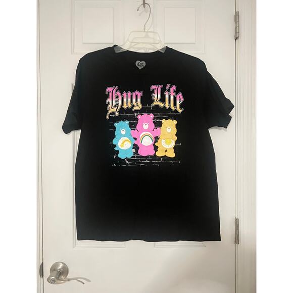 Mad Engine Care Bears Hug Life Black T-Shirt Men's Unisex Size Large L - Picture 5 of 8